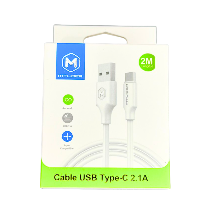 Cable usb tipo C 2 metros Mt Lider